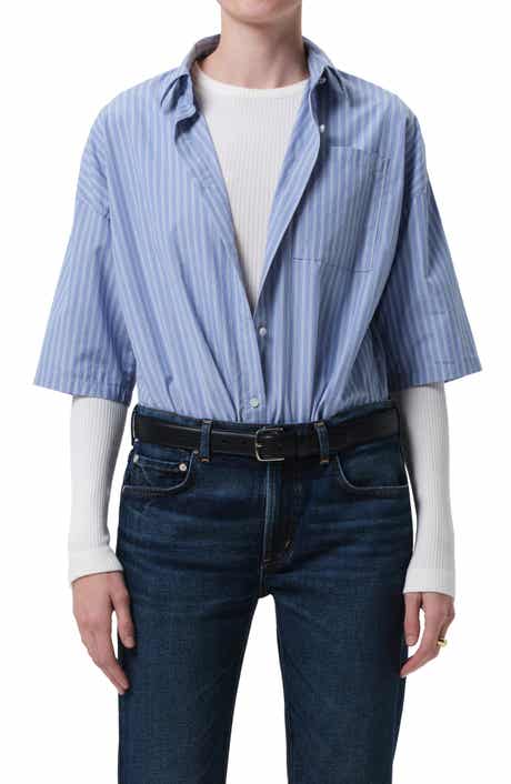 Citizens of Humanity Frances Cape Crop Cotton Button-Up Shirt