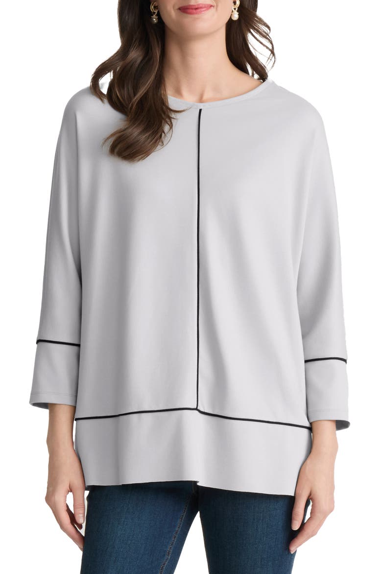 Piped Dolman Sleeve Tunic, Main, color, WHITE SAND / JONES BLACK
