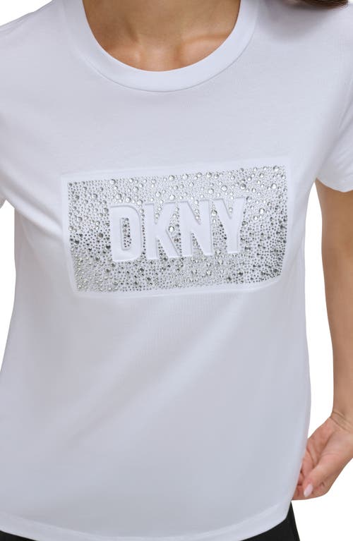 Dkny Rhinetsone Logo Graphic T-shirt In White