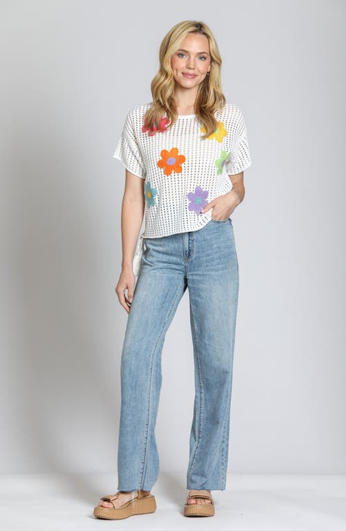 Apny Flora Tape Yarn Sweater In White Multi