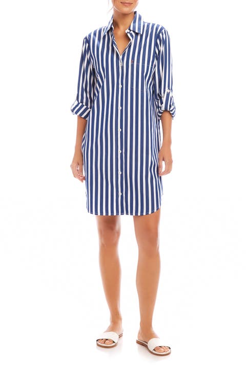 Stripe Long Sleeve Shirtdress