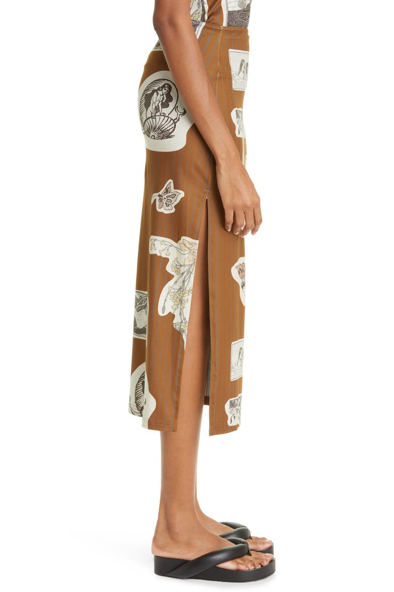 Collage Print Pinstripe Recycled Polyester Blend Midi Skirt, Alternate, color, PRINT MULTI