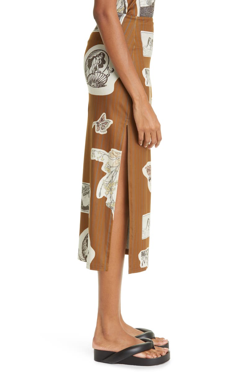 ELLISS Collage Print Pinstripe Recycled Polyester Blend Midi Skirt, Alternate, color, 