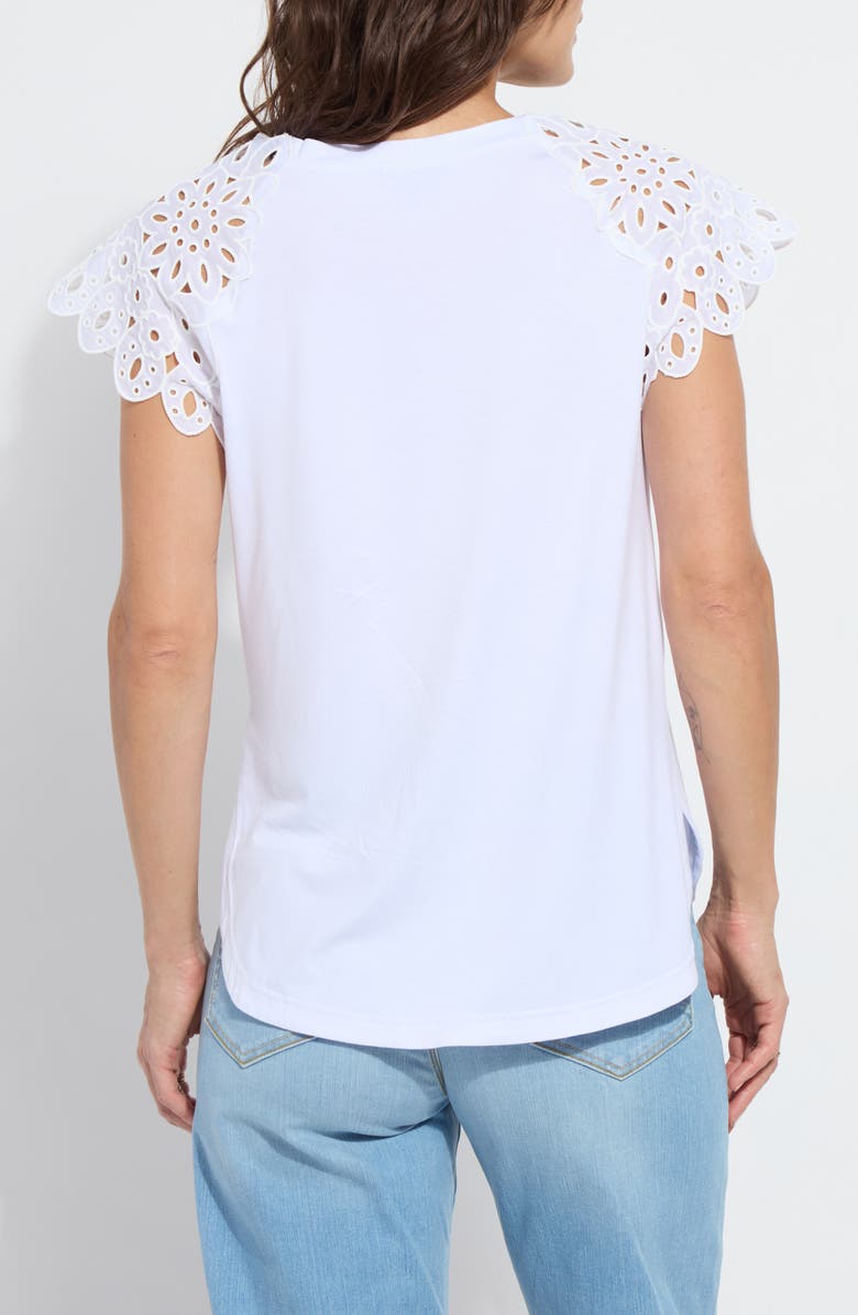 Lysse Katarina Eyelet Cap Sleeve T-Shirt, Alternate, color, White