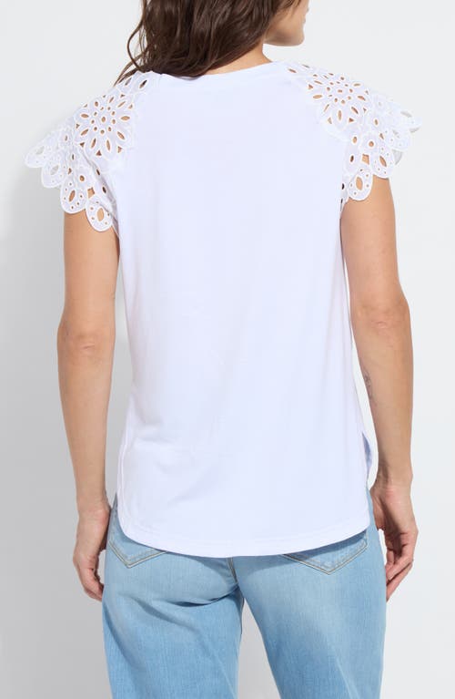 Lyssé Katarina Eyelet Cap Sleeve T-shirt In White