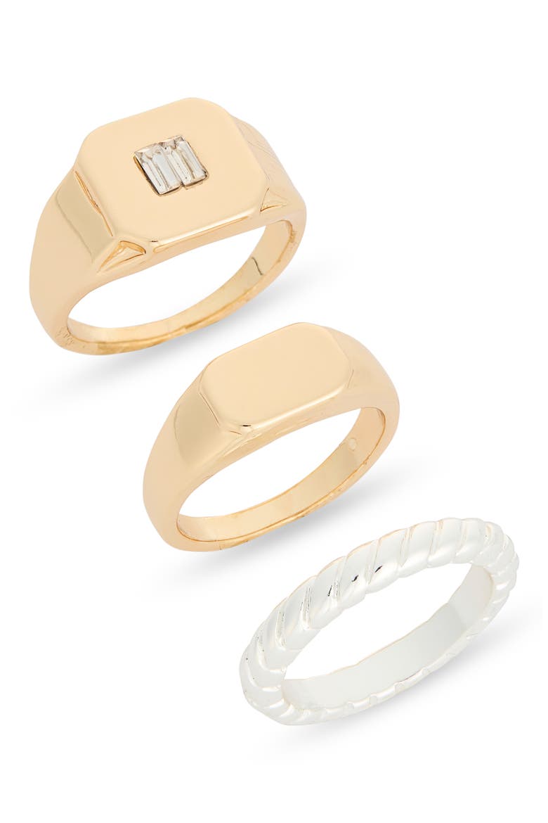 Set of 3 Assorted Rings, Main, color, GOLD- SILVER