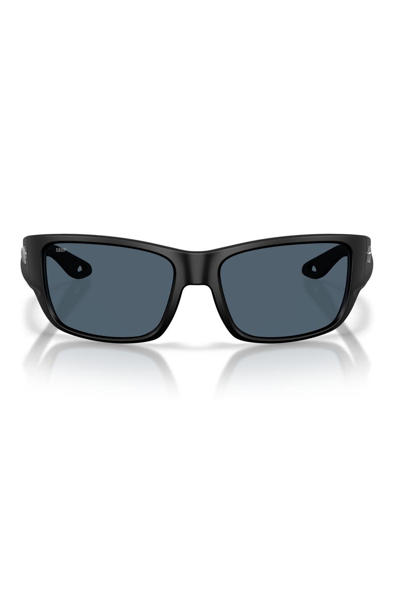 Schoolie 56mm Polarized Rectangular Sunglasses, Main, color, MATTE BLACK / GRAY 580P