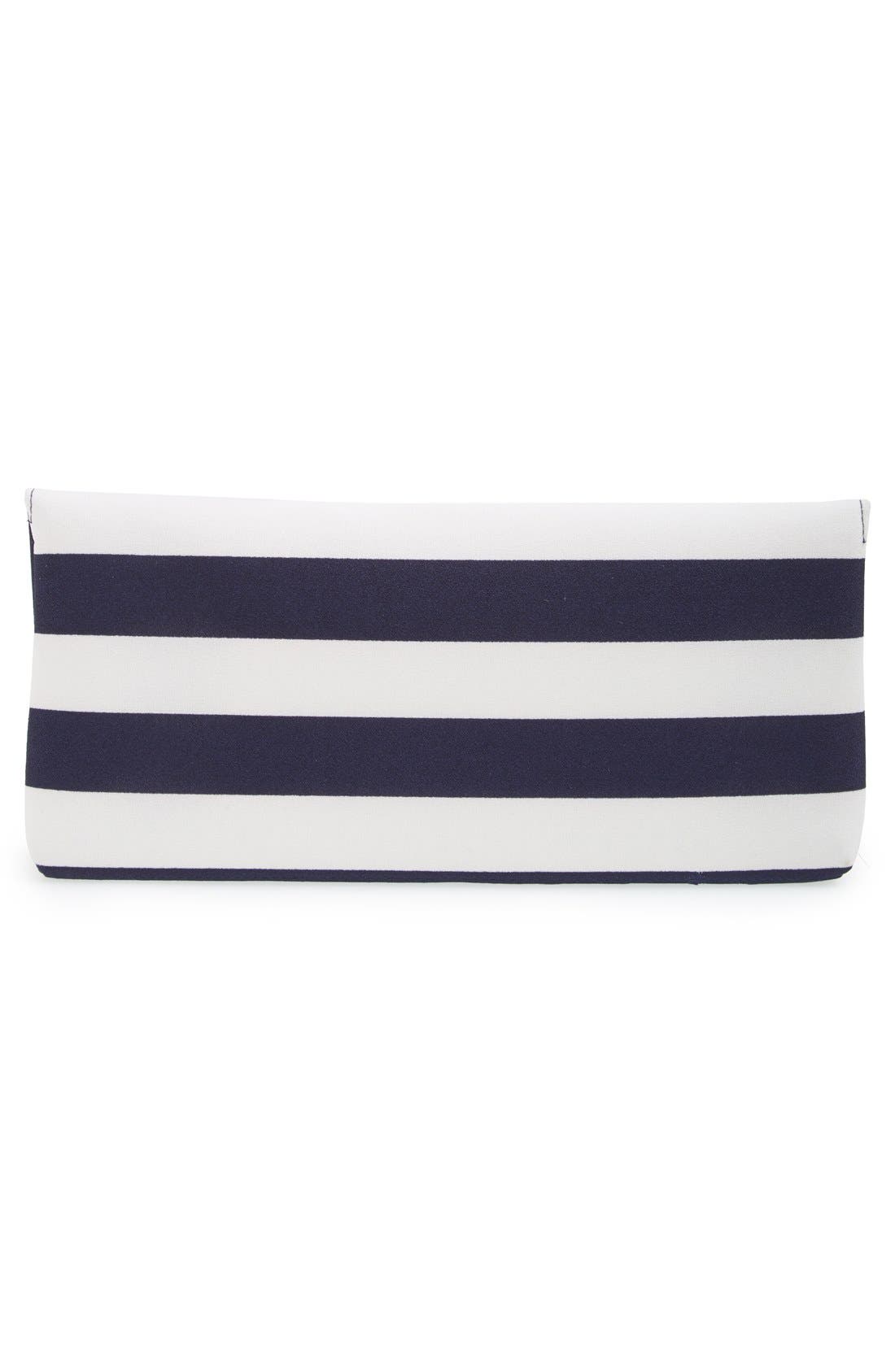 'Berenice' Embellished Stripe Clutch, Alternate, color, NAVY
