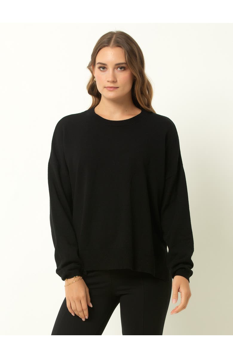Single Stitch Relaxed Crew Neck Sweater, Main, color, Black