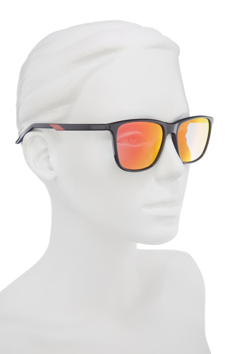 Nike State 145mm Polarized Square Sunglasses, Alternate, color, Black/ Polar Red Mirror