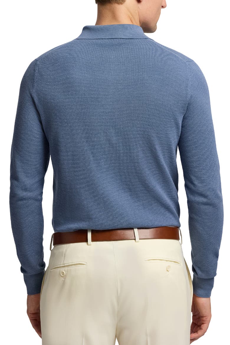 Long Sleeve Mulberry Silk & Cotton Polo Sweater, Alternate, color, SOFT BLUE