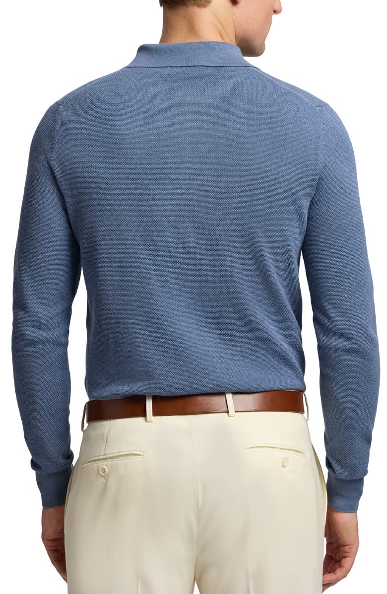 Ralph Lauren Purple Label Long Sleeve Mulberry Silk & Cotton Polo Sweater, Alternate, color, Soft Blue