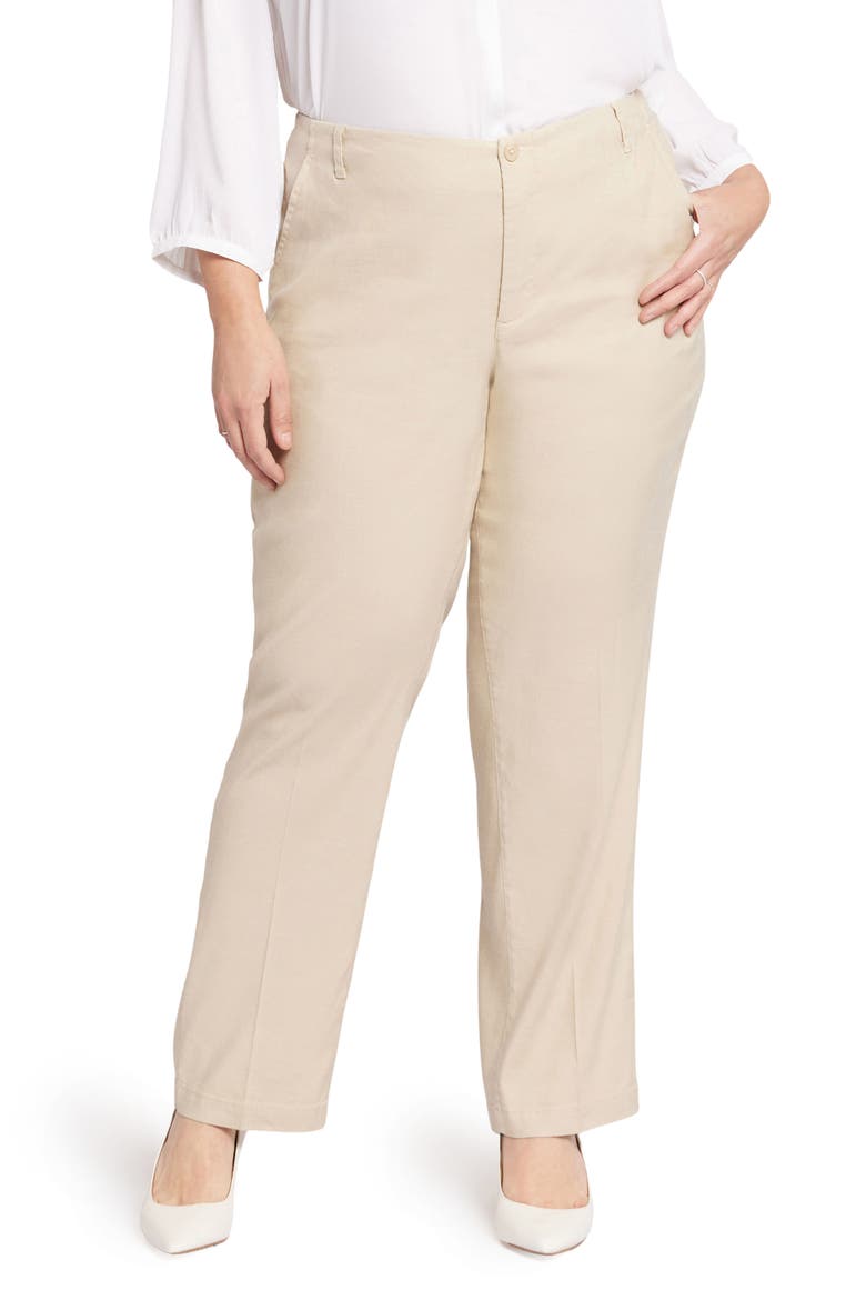 Marilyn Straight Leg Linen Blend Trousers, Main, color, FEATHER