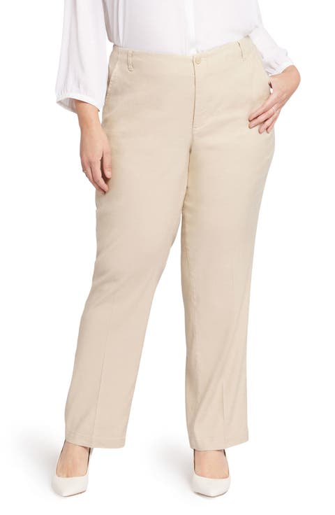 Marilyn Straight Leg Linen Blend Trousers (Plus Size)