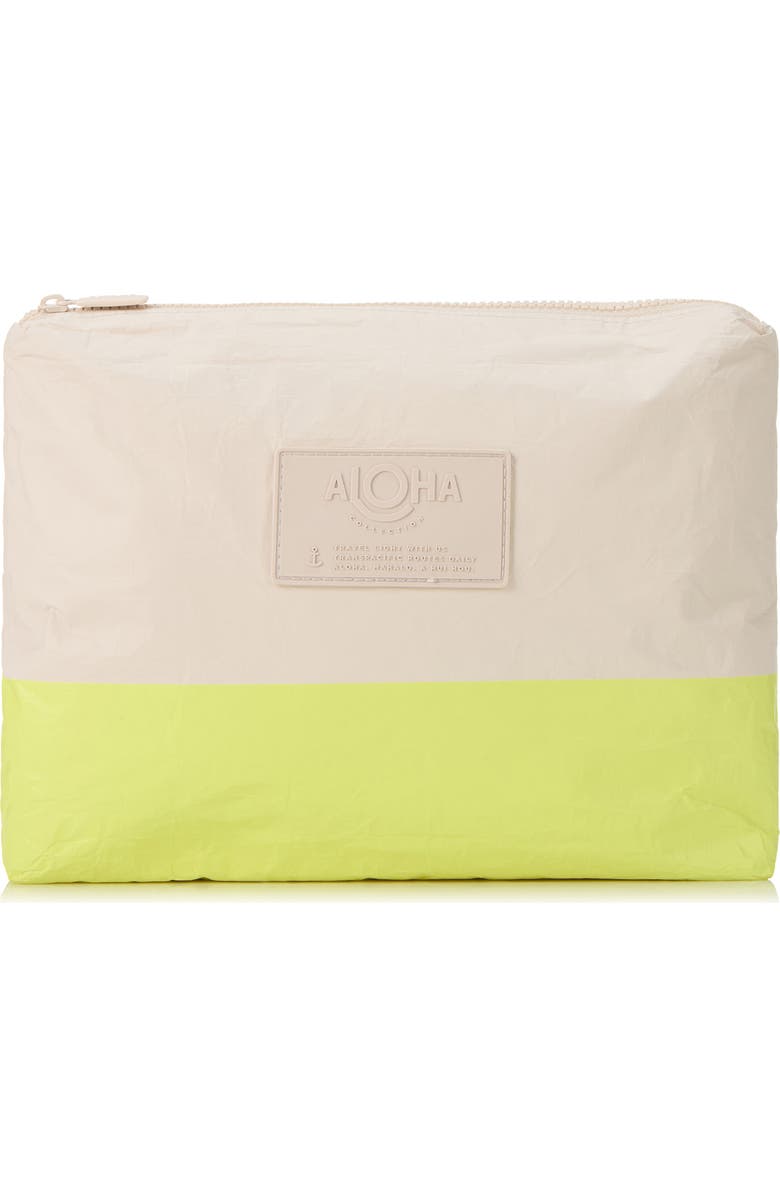 Aloha Collection Mid Dipped Water Resistant Tyvek<sup>®</sup> Zip Pouch, Main, color, Highlighter/ Sandstone