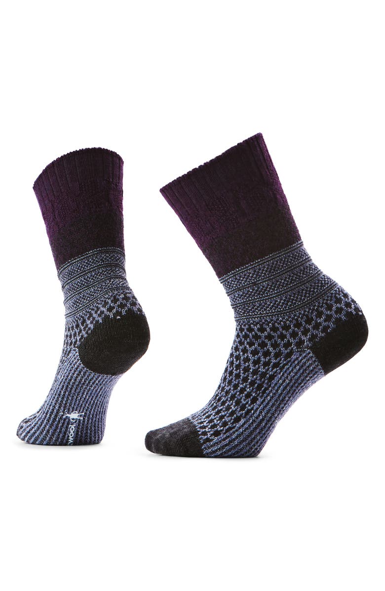 Smartwool Everyday Cozy Popcorn Cable Crew Socks, Main, color, Chalk Violet