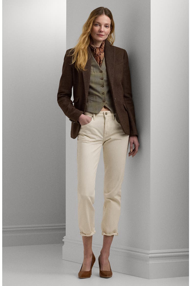 Cotton Blend Oxford Blazer, Alternate, color, BROWN/ TAN