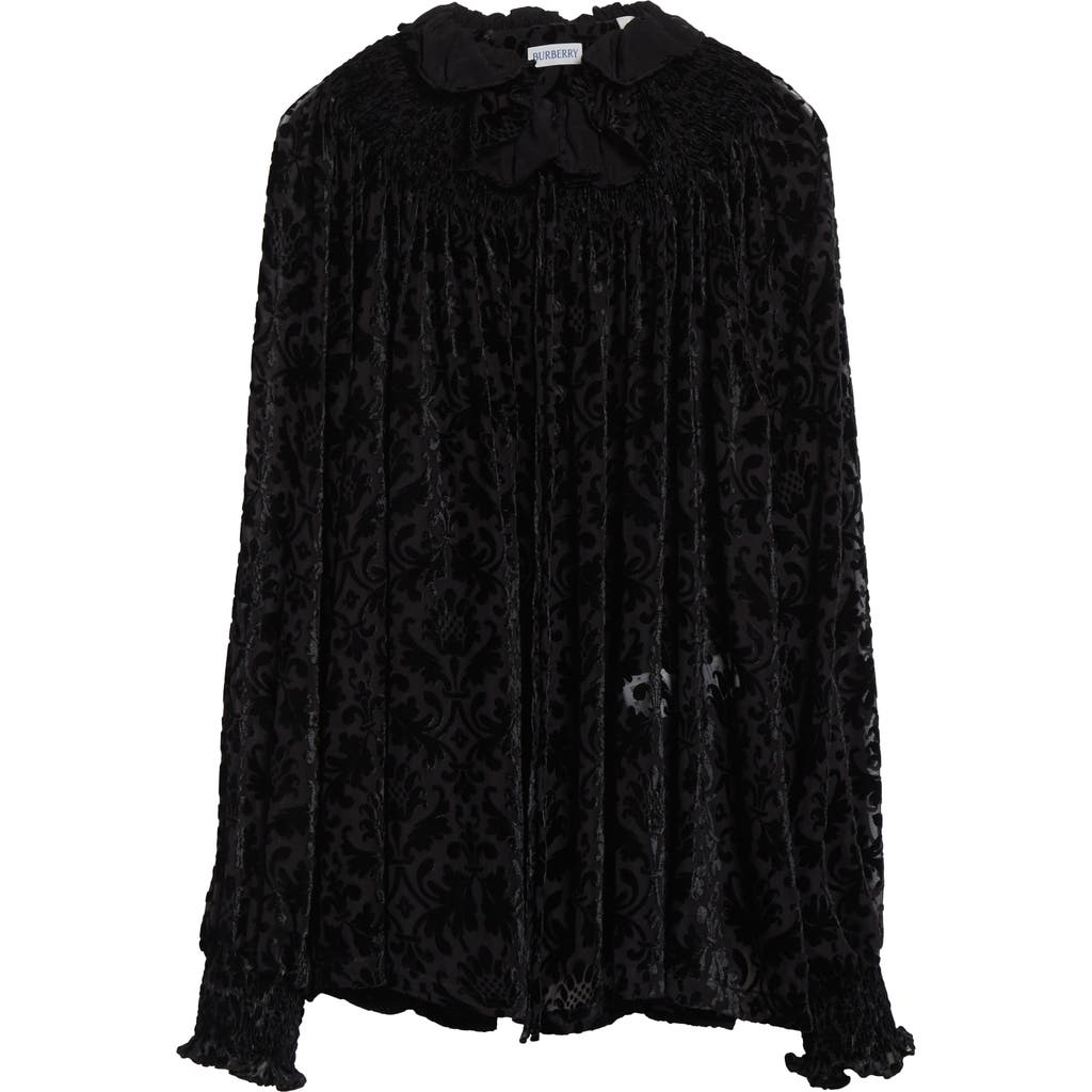 Burberry Paisley Flocked Bishop Sleeve Top In Black