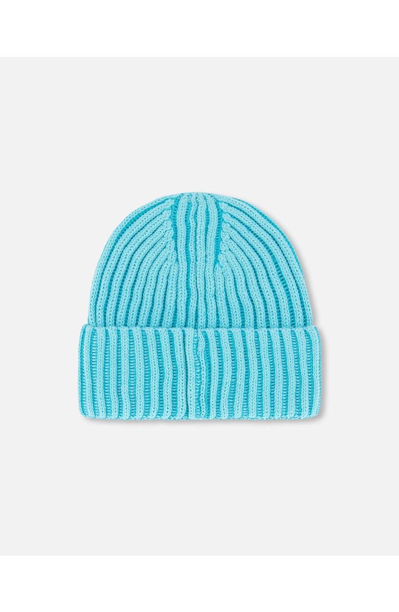 Deux par Deux Unisex Solid Knit Hat Turquoise, Alternate, color,