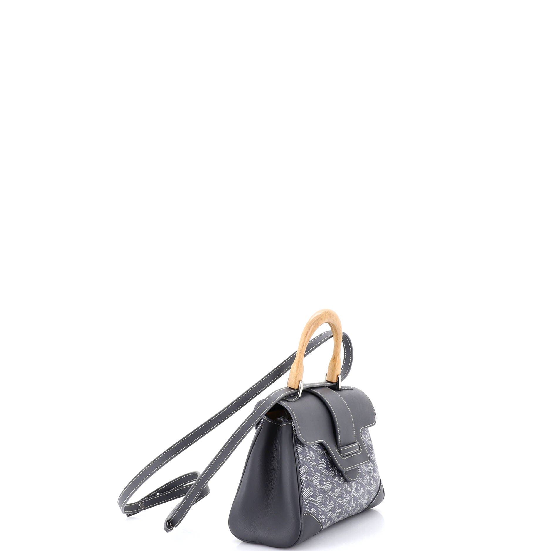 Saigon Top Handle Bag Coated Canvas with Leather Mini, Alternate, color, Grey