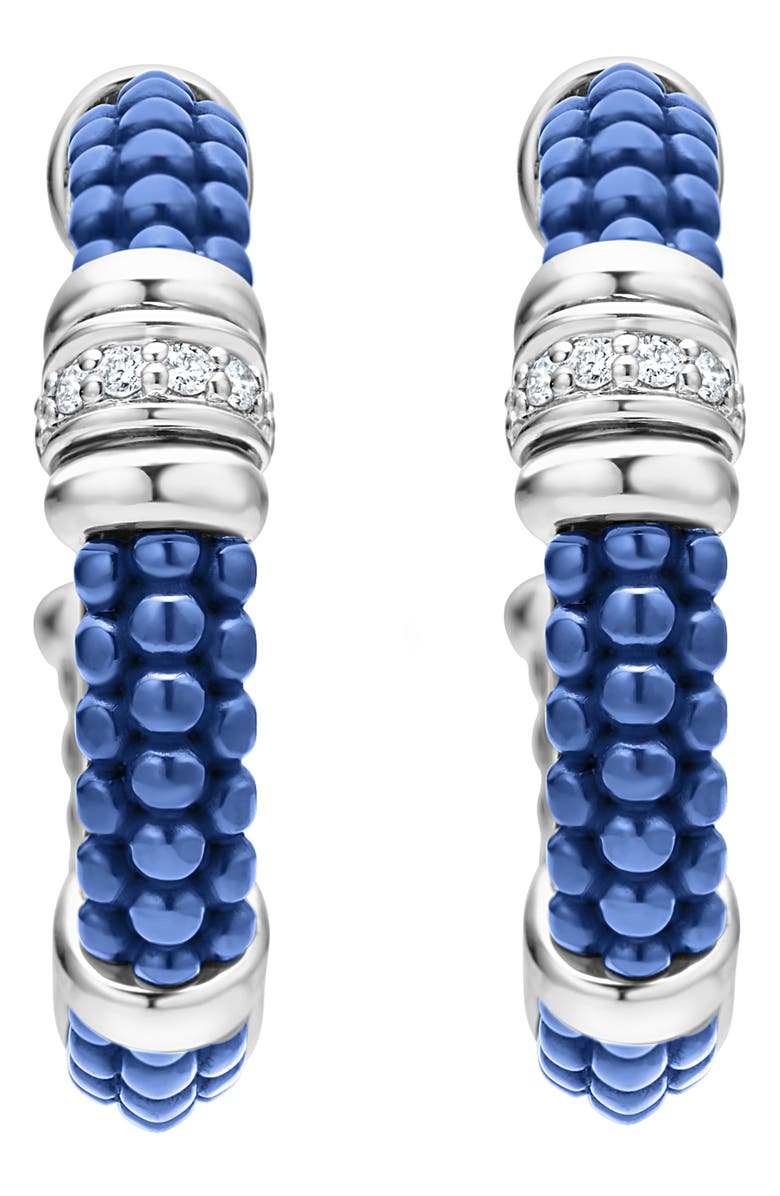 LAGOS Blue Caviar Diamond Hoop Earrings, Alternate, color, Ultramarine