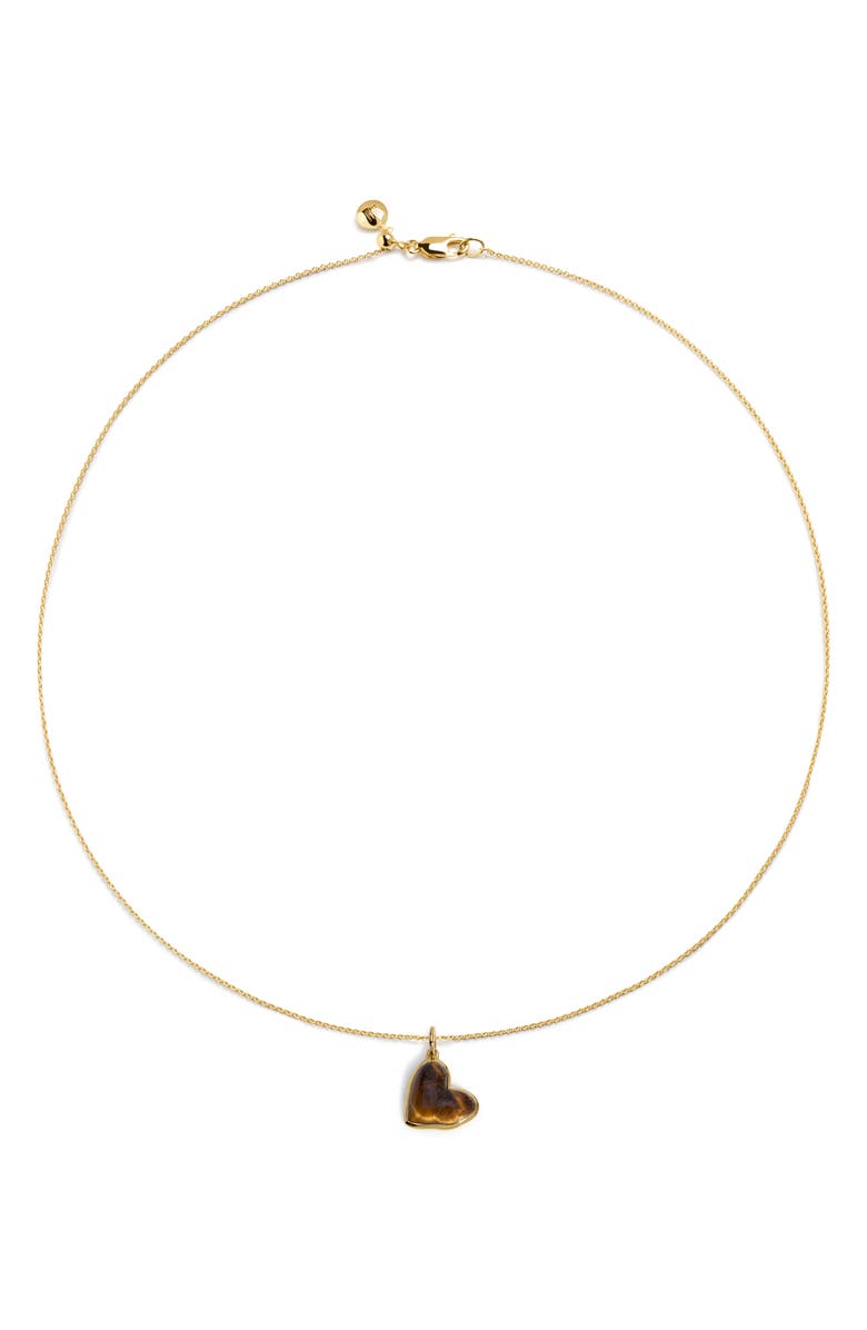 Monica Vinader Tiger's Eye Heart Pendant Necklace, Main, color, 18Ct Gold Vermeil / Tigers Eye