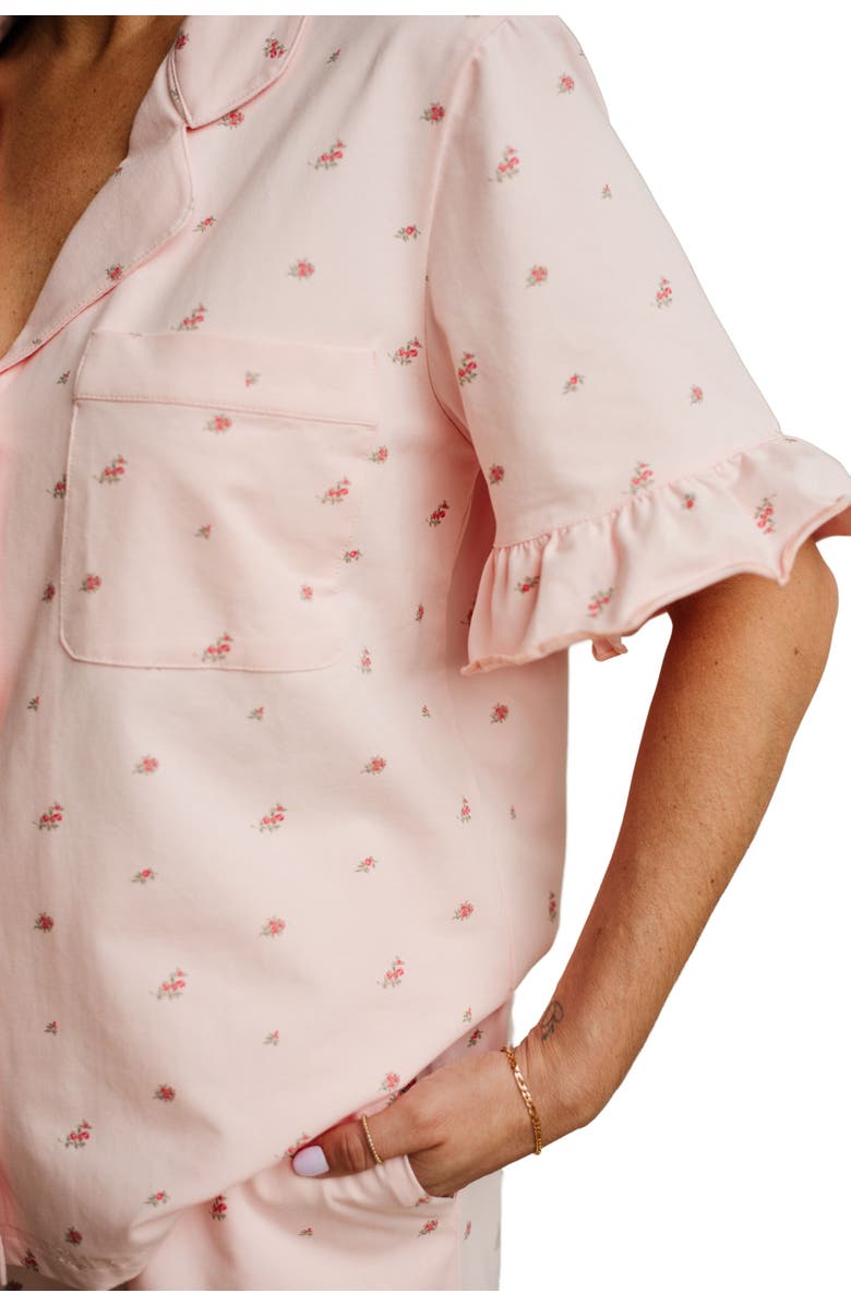 noon Stretch Cotton Ruffle Pajama Set, Alternate, color,