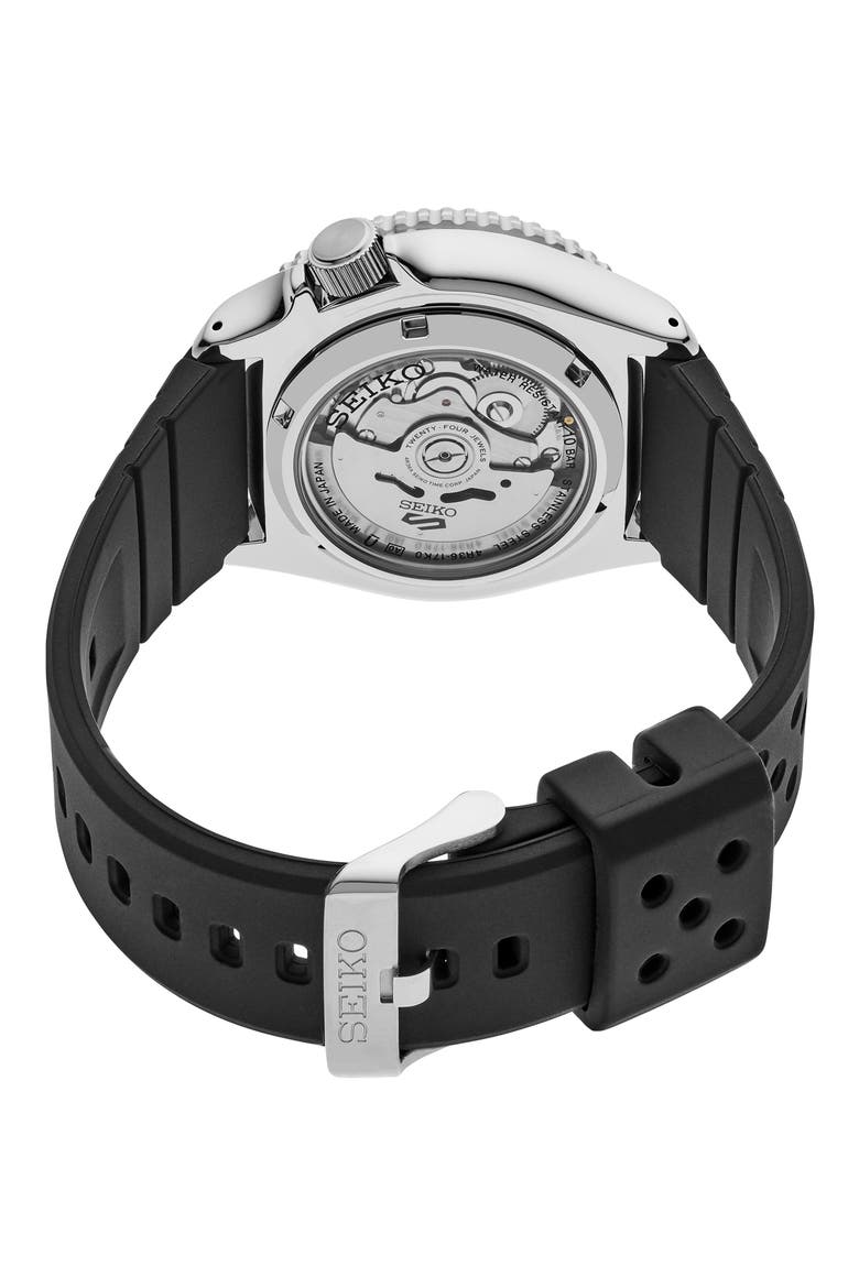 5 Sports Automatic Silicone Strap Watch, 42mm, Alternate, color, ORANGE