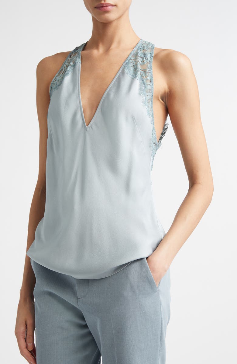 A.L.C. Wes Lace Accent Sleeveless Top, Alternate, color, Slate Blue/ Grey Sky
