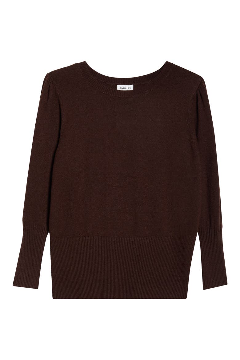 Juliet Sleeve Sweater, Alternate, color, DARK BROWN