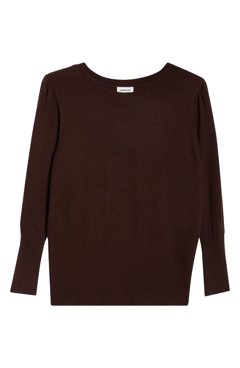 SUGARLIPS Juliet Sleeve Sweater, Alternate, color, Dark Brown