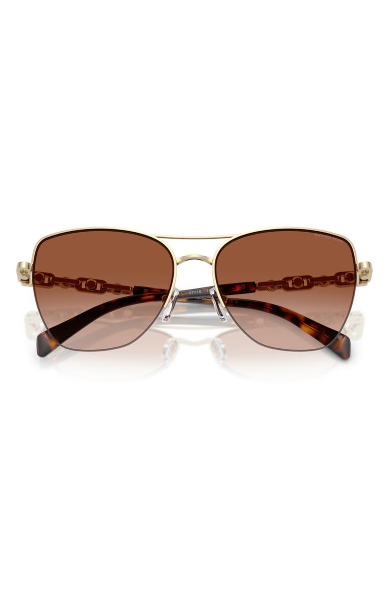 Michael Kors Dorado Beach 57mm Square Sunglasses, Alternate, color, Gold Shiny / Dark Brown