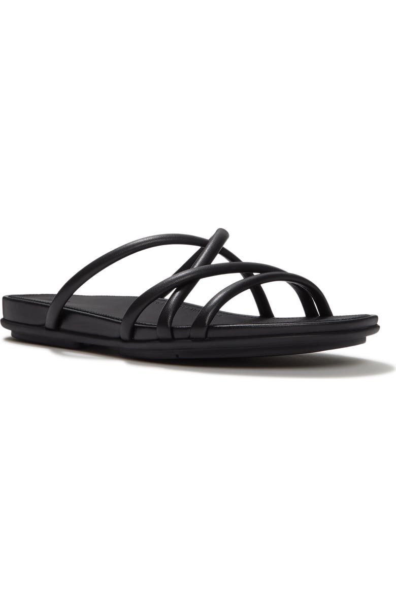 FitFlop Gracie Leather Strappy Slides, Main, color, All Black