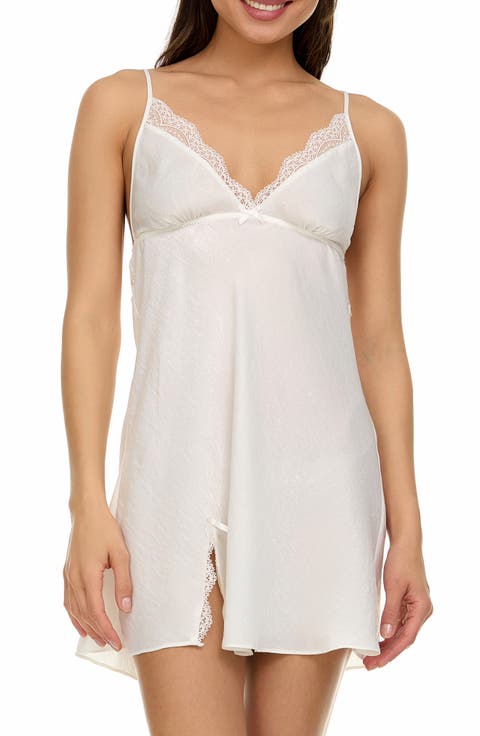 Madelyn Lace Trim Satin Charmeuse Chemise