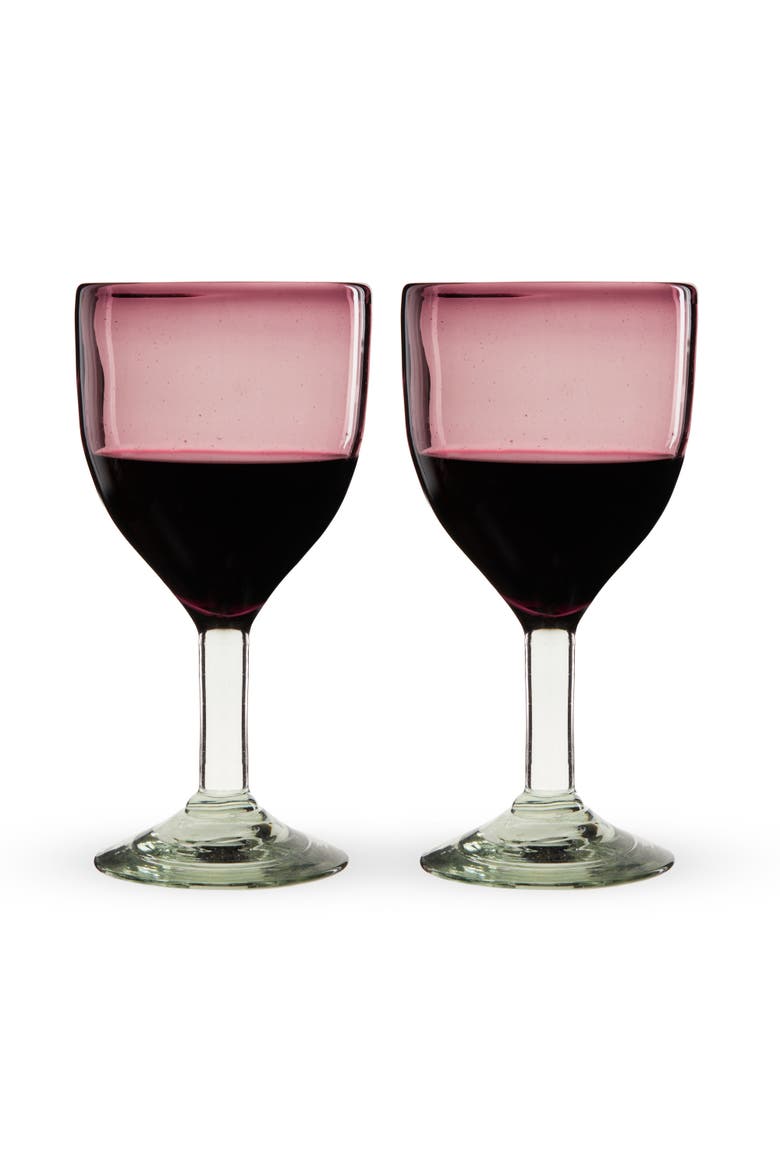 Segunda Vida Rosado Recycled Stemmed Wine Glasses Set of 2, Main, color, Pink