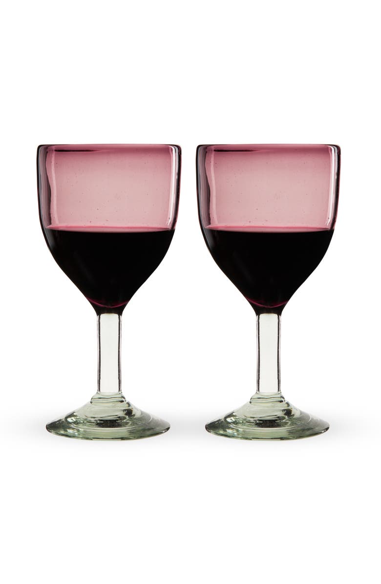TWINE Segunda Vida Rosado Recycled Stemmed Wine Glasses Set of 2, Main, color, Pink