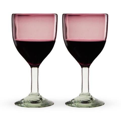 Segunda Vida Rosado Recycled Stemmed Wine Glasses Set of 2
