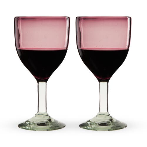 Twine Segunda Vida Rosado Recycled Stemmed Wine Glasses Set Of 2 In Pink
