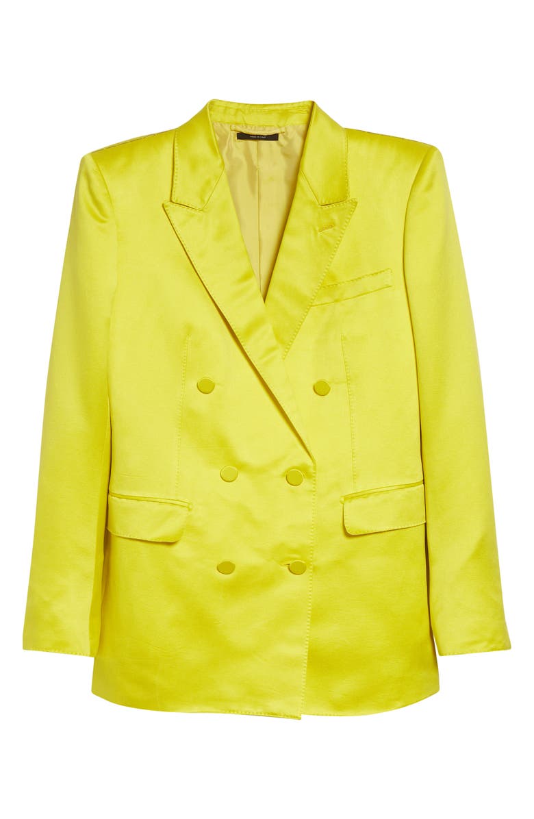 TOM FORD Double Breasted Hammered Satin Jacket, Main, color, By160 Citron