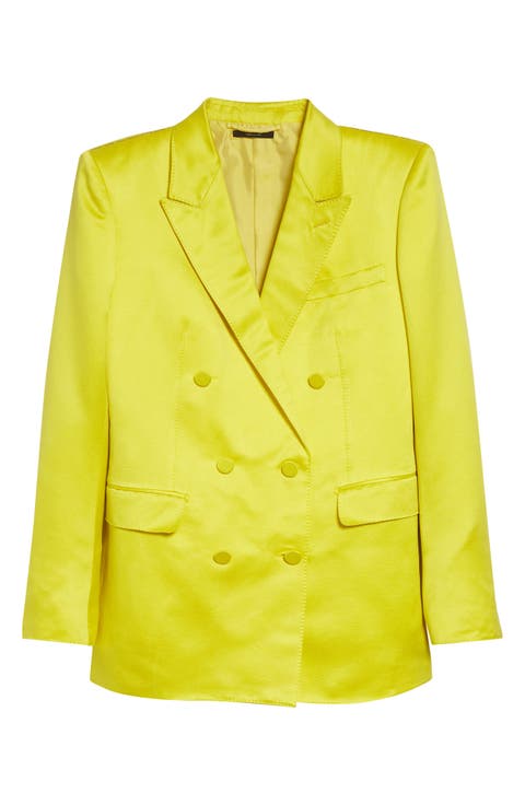 Double Breasted Hammered Satin Jacket