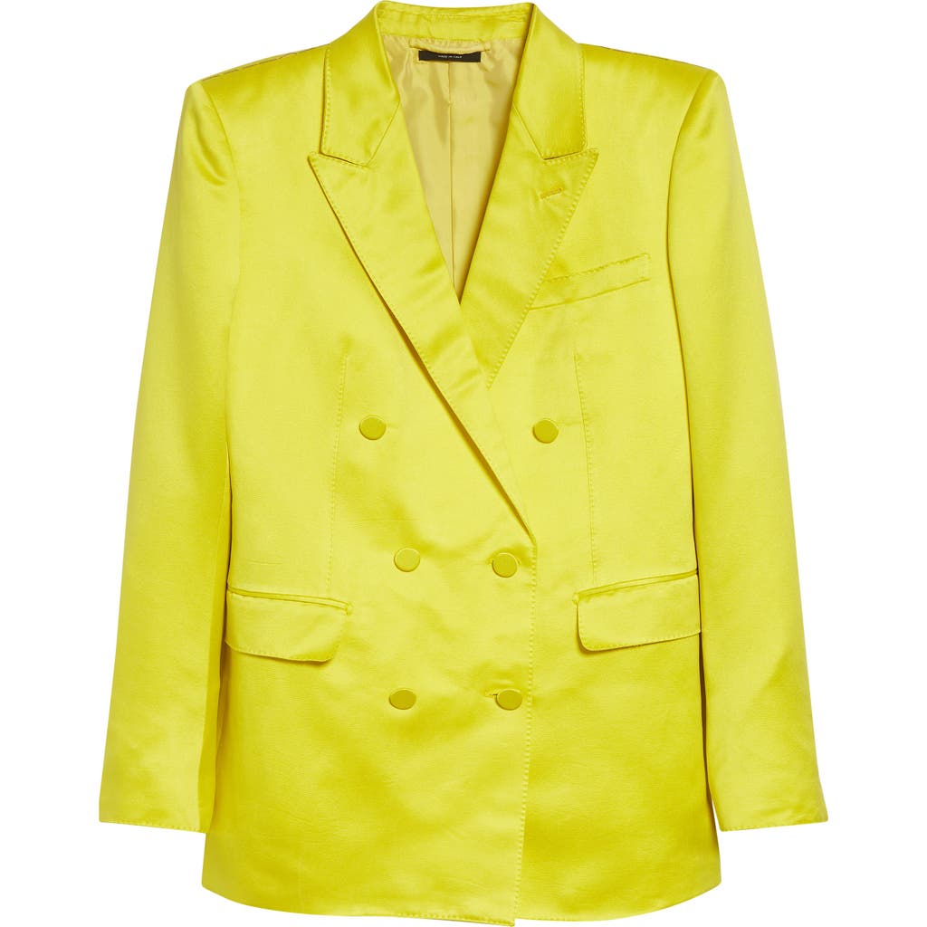 Tom Ford Double Breasted Hammered Satin Jacket In Yellow