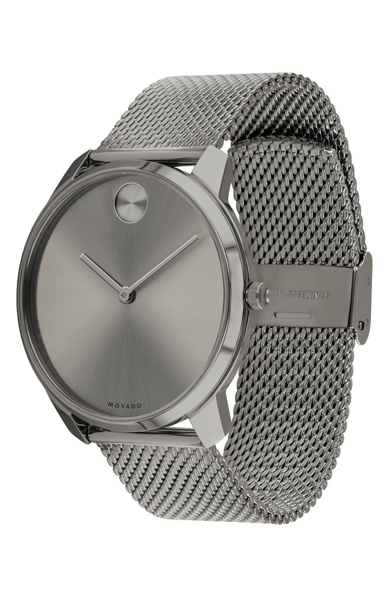 Movado Bold Mesh Bracelet Watch, 42mm, Alternate, color, Gray