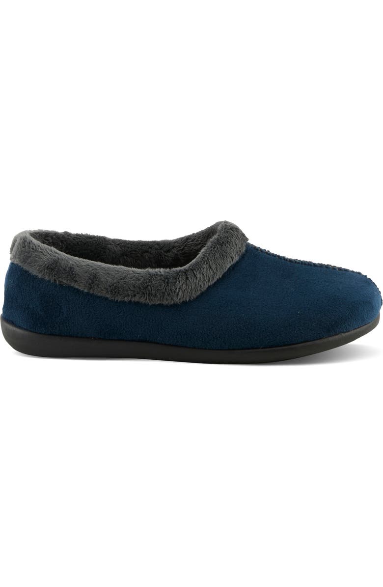 Flexus by Spring Step Amalie Faux Fur Slipper, Alternate, color, Navy Multi