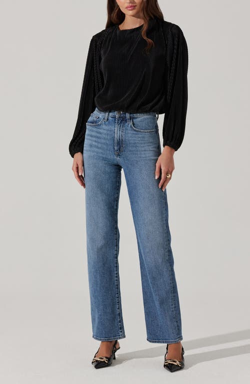 Astr The Label Plissé Tie Back Top In Black