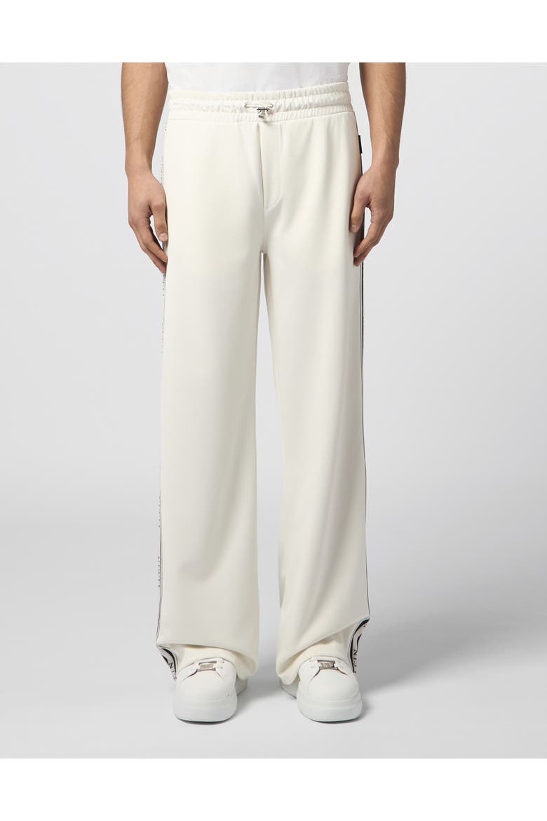Tracksuit Trousers Jacquard Logo Men, Main, color, OffWhite