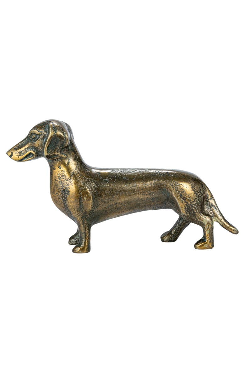 Antique Cast Aluminum Dachshund Accent Decor, Brass, Alternate, color, Brass