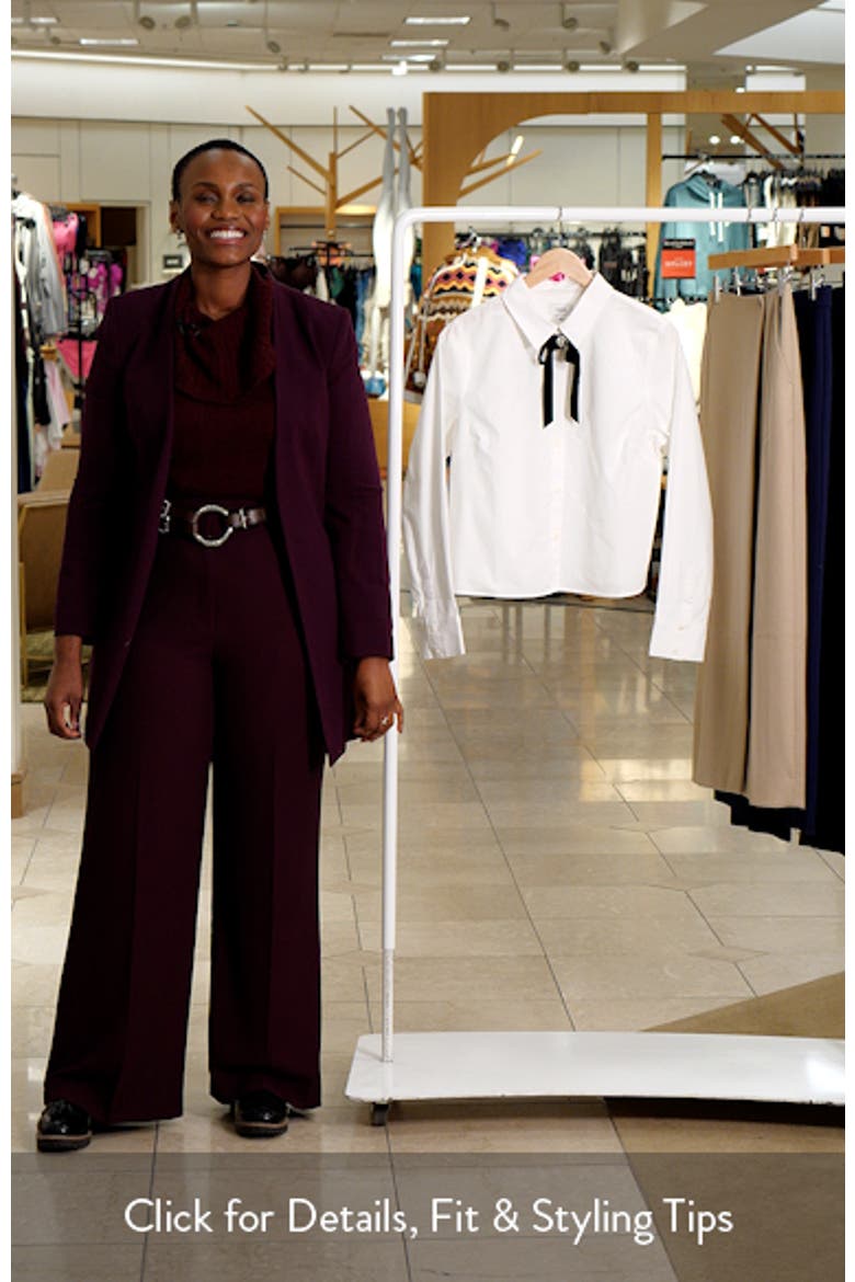 Velvet Bow Crop Cotton Button-Up Shirt video