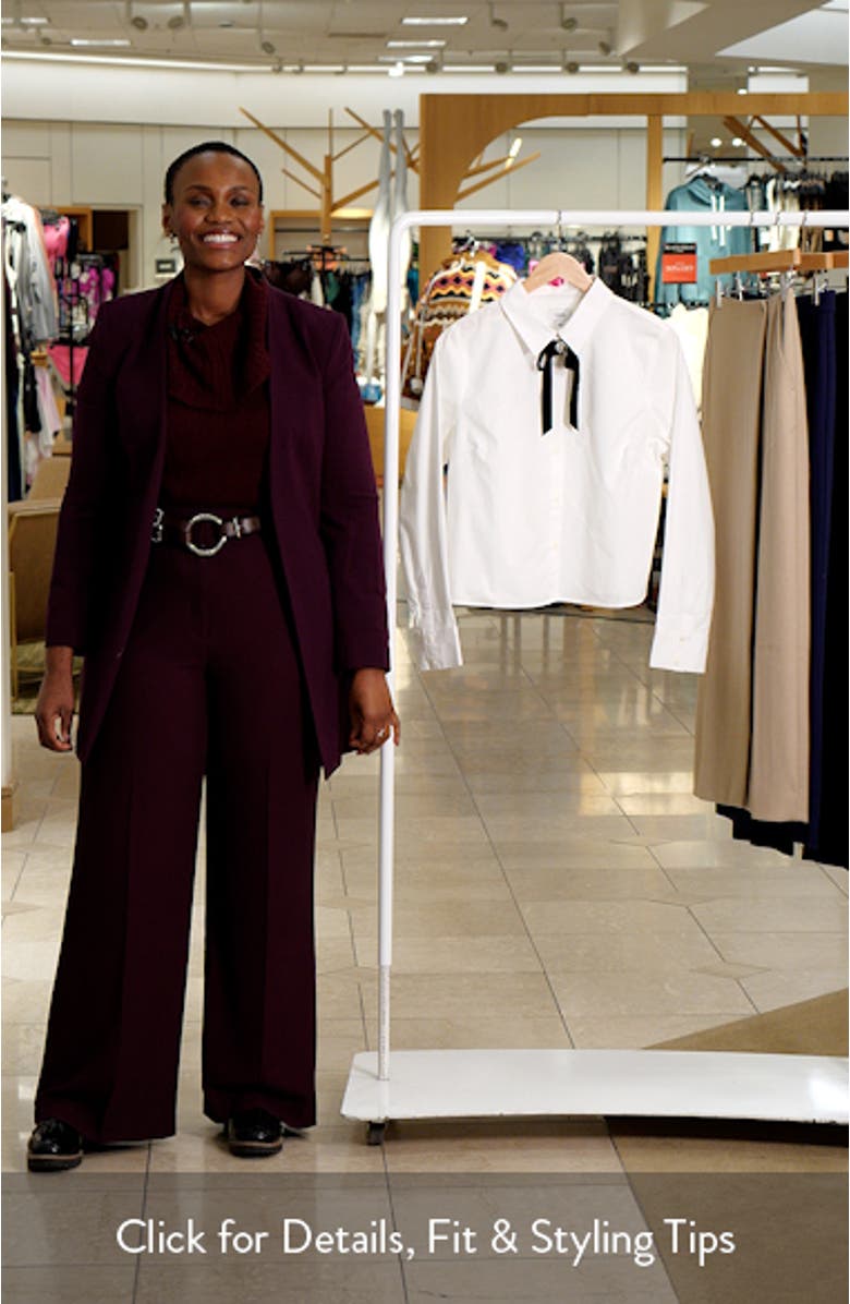 Velvet Bow Crop Cotton Button-Up Shirt, sales video thumbnail