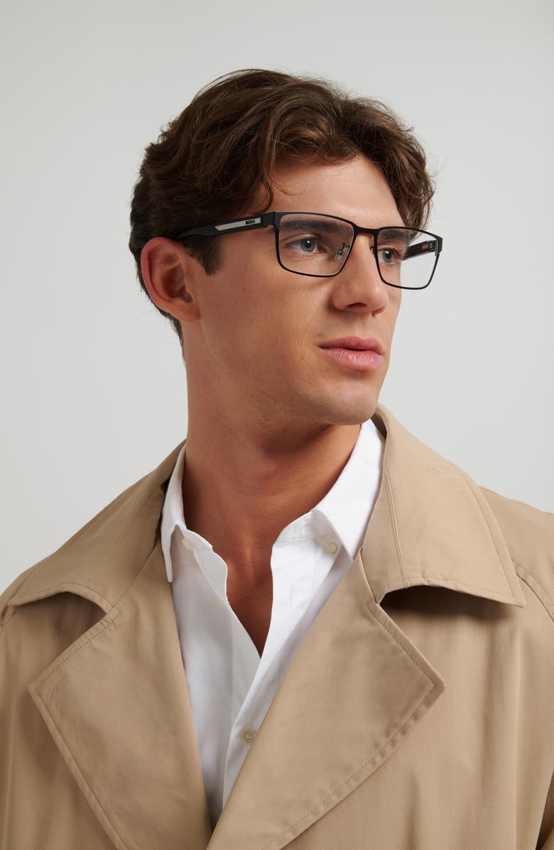 HUGO 57mm Rectangular Optical Glasses, Alternate, color, 