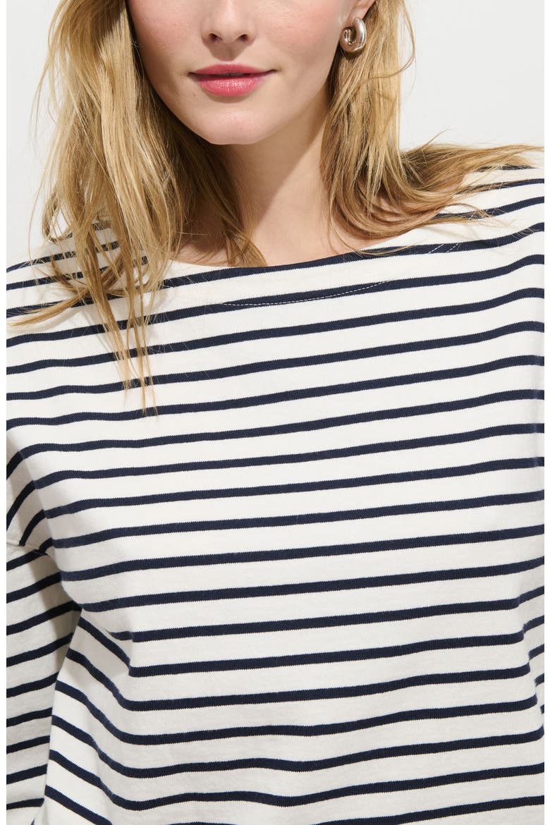Avignon Stripe Boat Neck Top, Alternate, color, IVORY/ NAVY